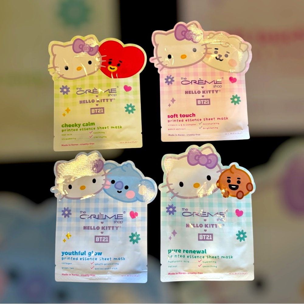 NWT The Creme Shop x Hello Kitty x BT21 sheet masks (set of 4)